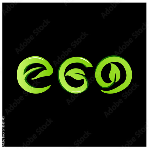 Green vector letters icon. word eco vector 