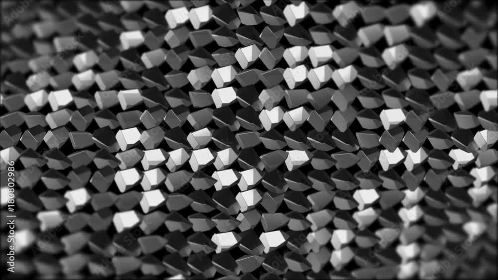 chromium particles spin in space. cinematographic industrial background. 3d animation. seamless loop.