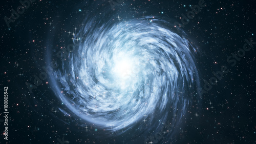 Fototapeta Naklejka Na Ścianę i Meble -  Rotating spiral galaxy with stars in outer space 3d illustration