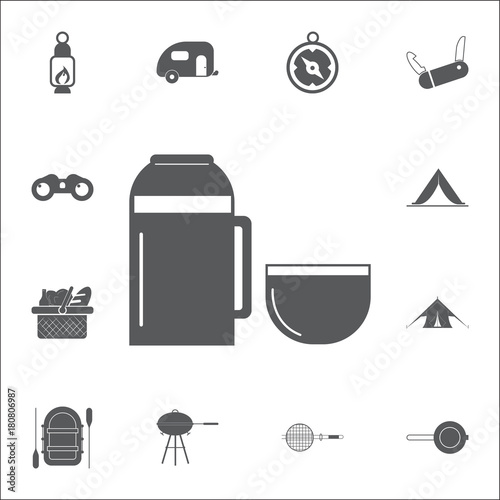thermos bottle icon. Set of camping icons