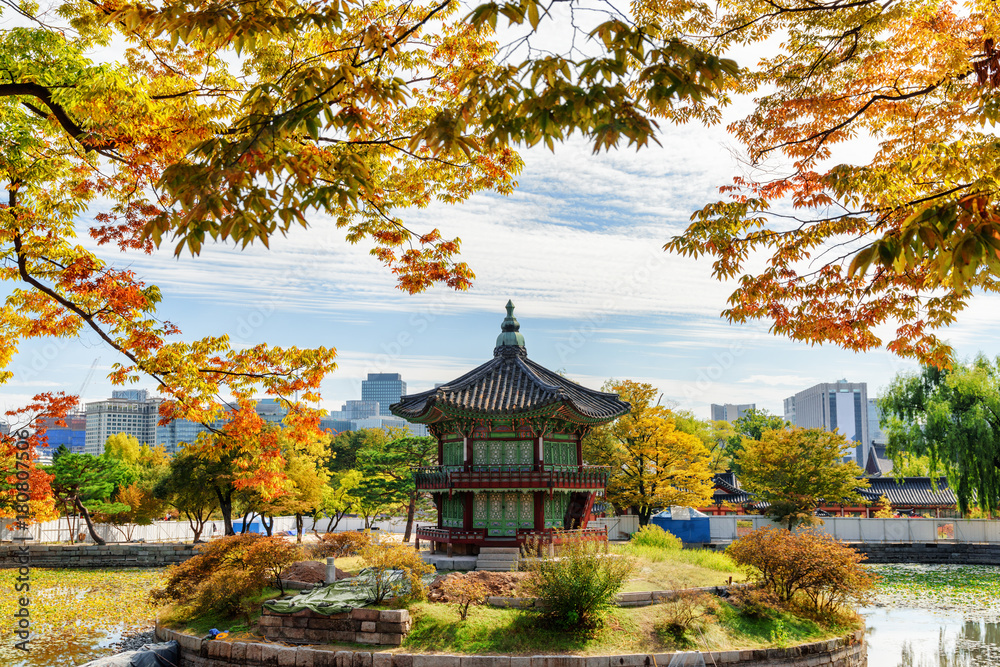 Fantastic autumn view of Hyangwonjeong Pavilion in Seoul Fantastic autumn view of Hyangwonjeong Pavilion in Seoul