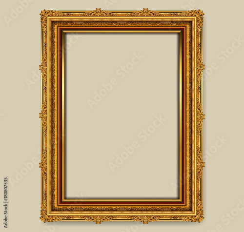 Thailand Royal gold frame on drake pattern background, Vintage photo frame on drake background, antique, vector design pattern
