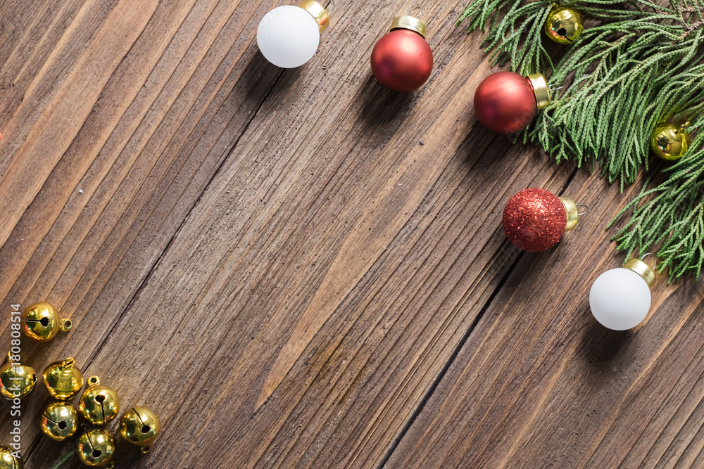 Christmas and happy new year decoration on wooden background,celebration theme happiness party