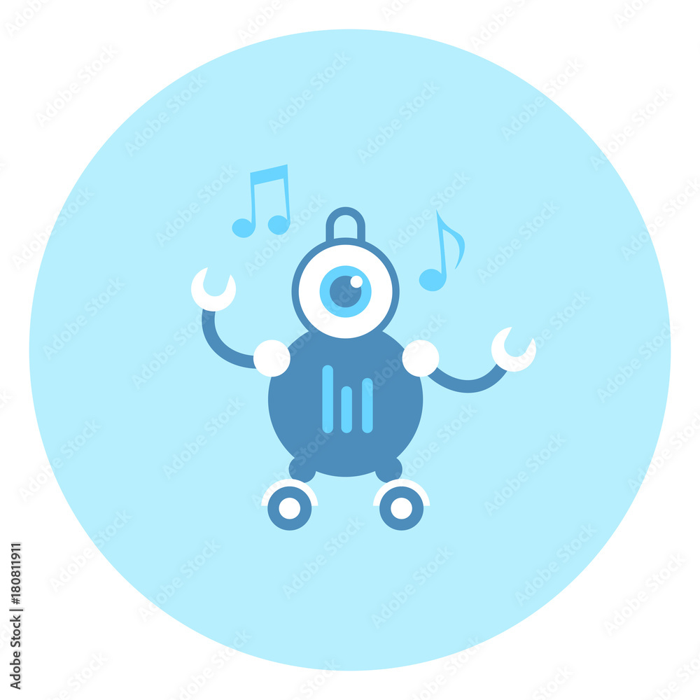 Robot Music Player Icon Modern Robotic Technology Vector Illustration