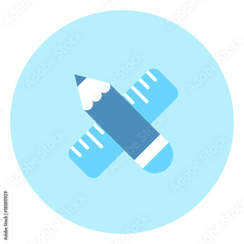 Pencil And Ruler Icon Measurement Concept Vector Illustration