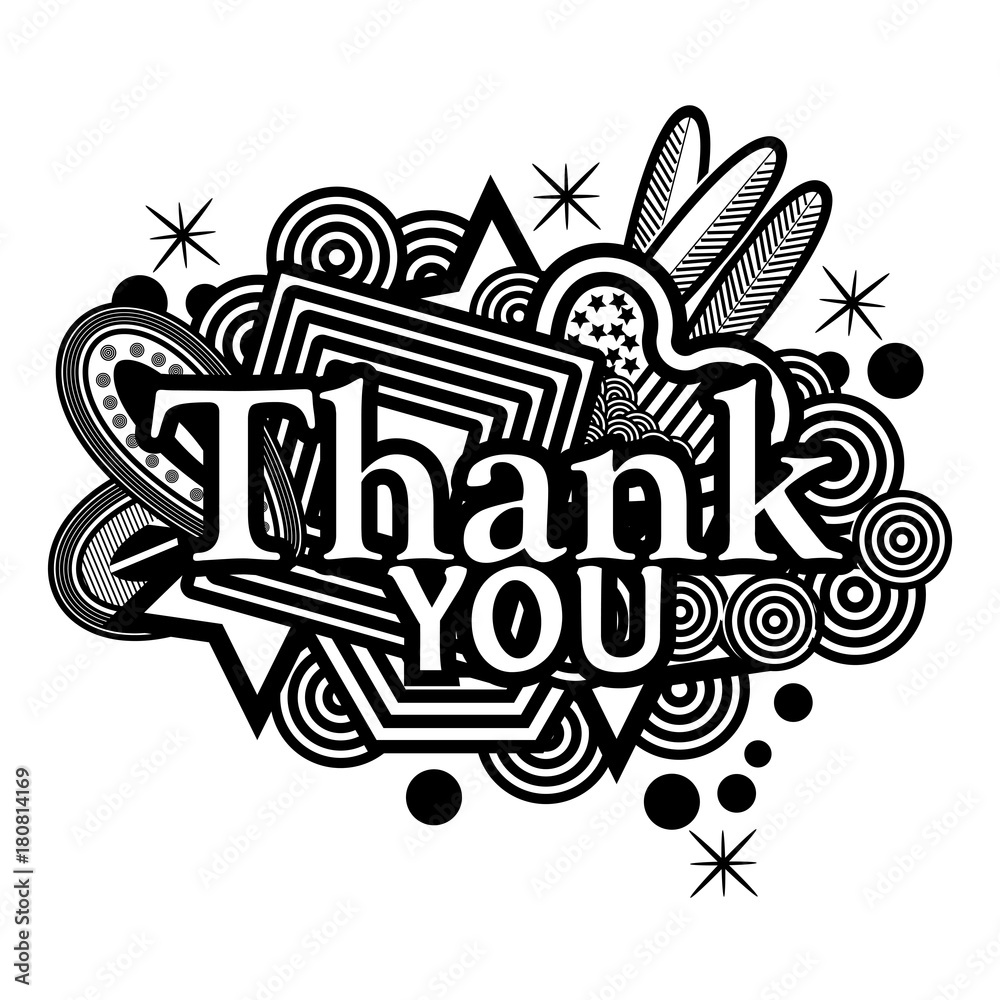 Thank you doodles.  Vector Illustration on white background