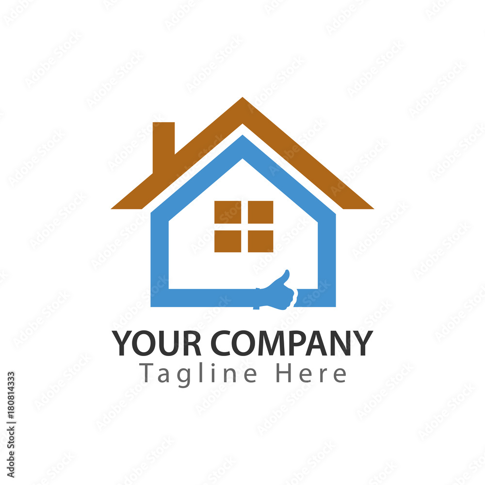 Good house. Abstract house logo - Blue house with thumb. Good house. Abstract house logo - Blue house with thumb.