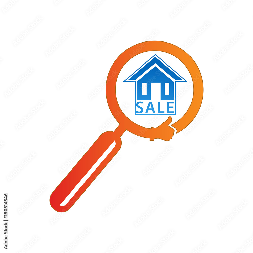 Magnifier search nice house. logo vector illustration Magnifier search nice house. logo vector illustration