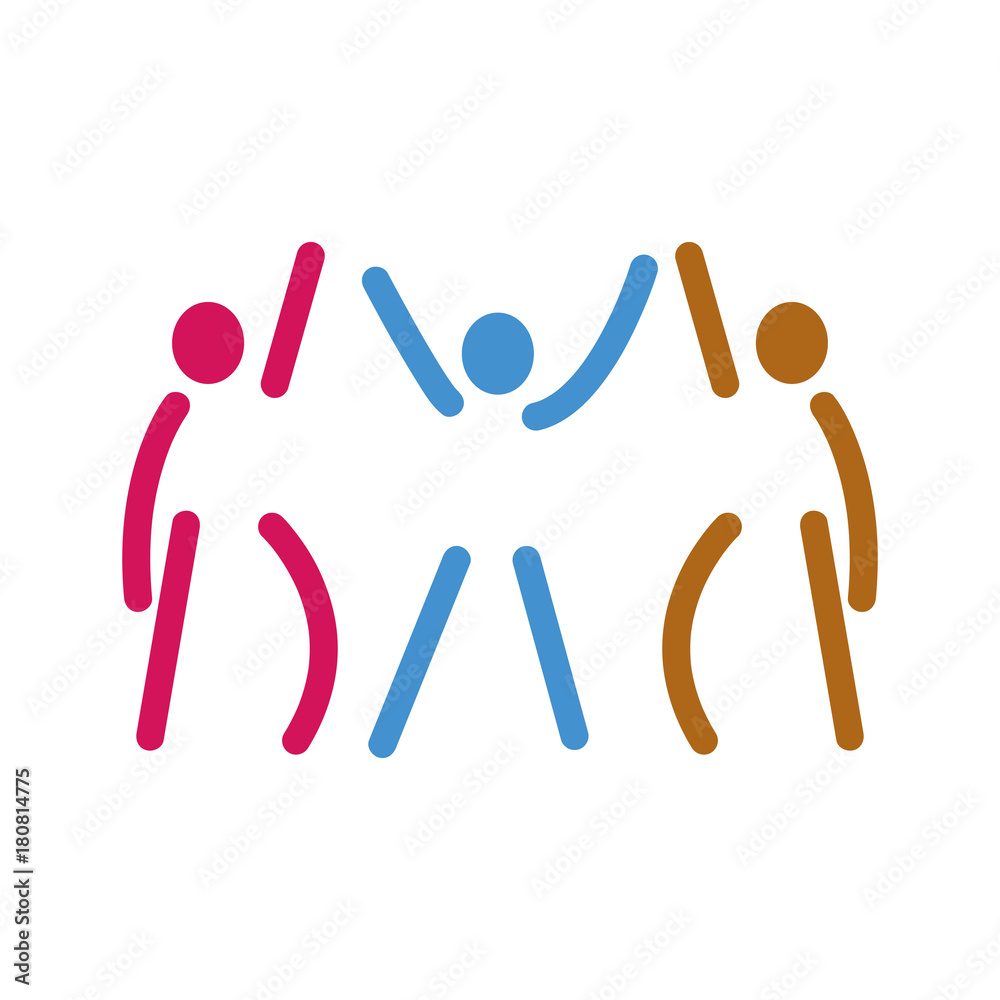 People help friends to succeed sign illustration. Vector Illustration on white background People help friends to succeed sign illustration. Vector Illustration on white background