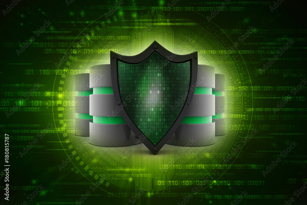 Fototapeta premium 3d rendering Database and computer data security concept