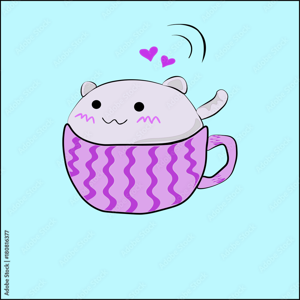 cat sticker in the cup love cat sticker in the cup love