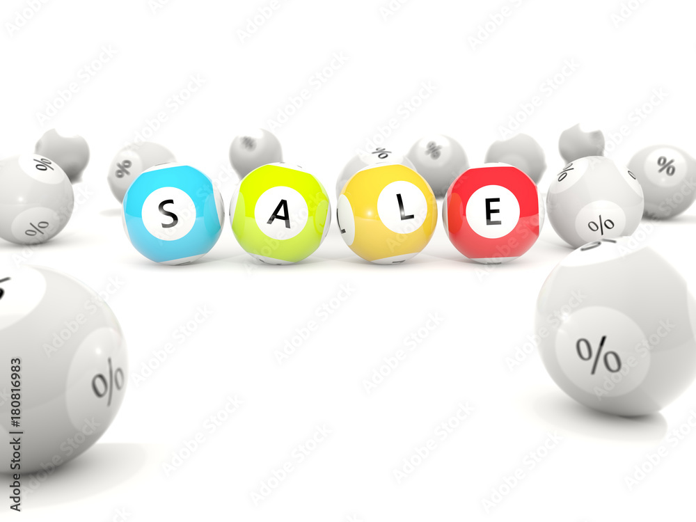 Sale and shopping concept. Lottery balls isolated on white Sale and shopping concept. Lottery balls isolated on white