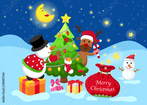 Wallpaper Mural illustration of merry christmas on a winter landscape.vector Torontodigital.ca