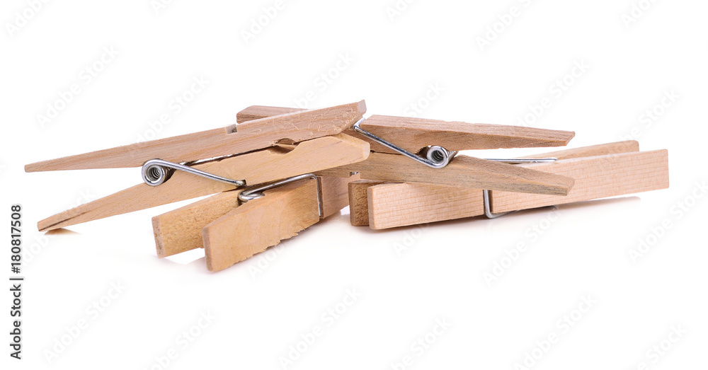 Wooden clothespins isolated on white background Wooden clothespins isolated on white background