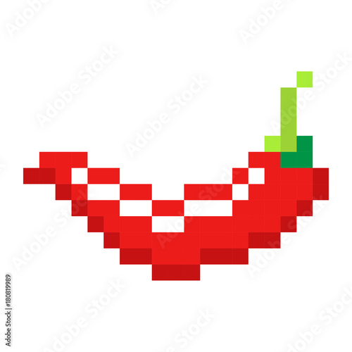 Pixel red hot pepper art cartoon retro game style