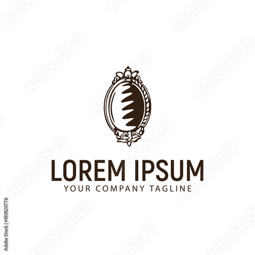 mirror hand drawn vintage logo design concept template