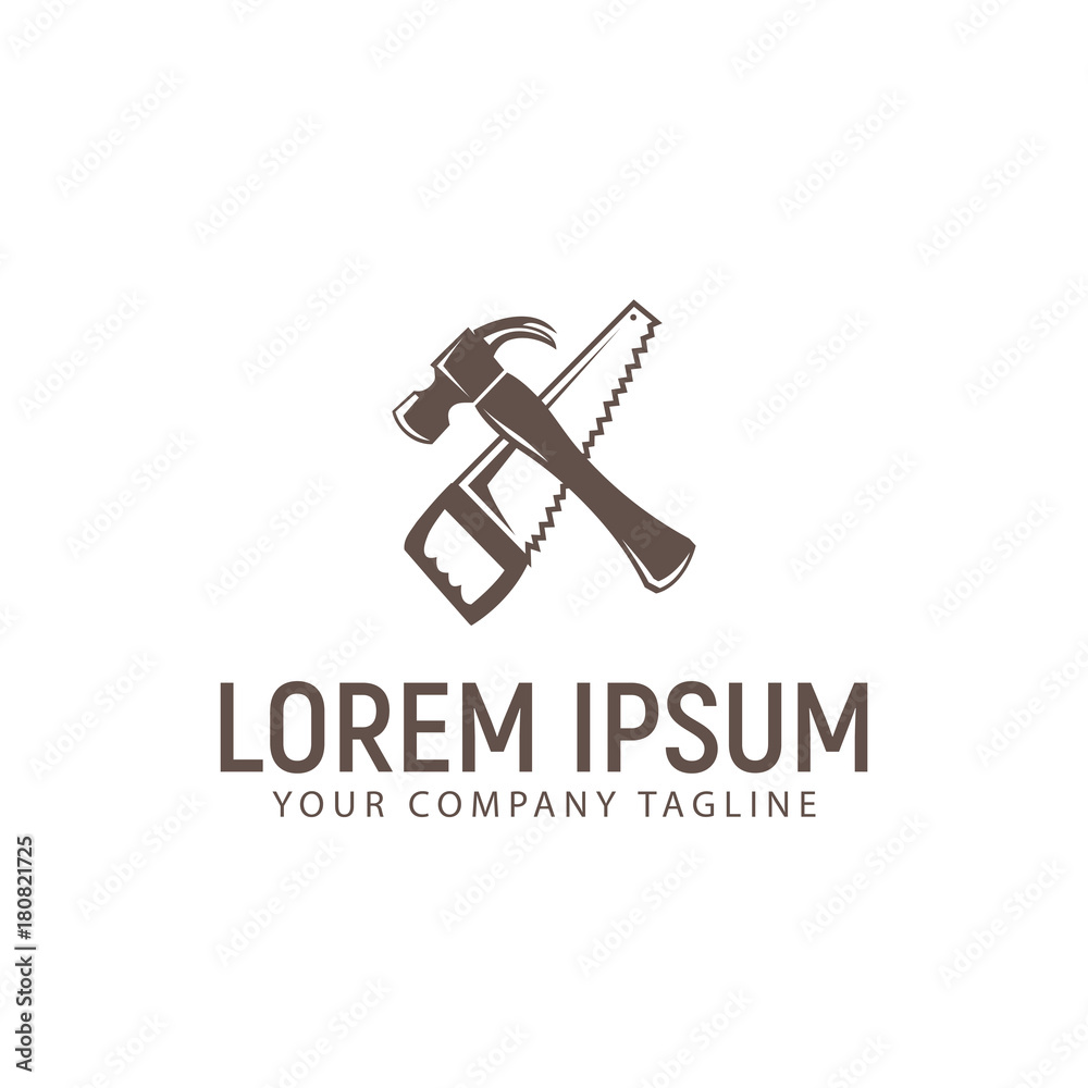 hammer and saw logo design concept template