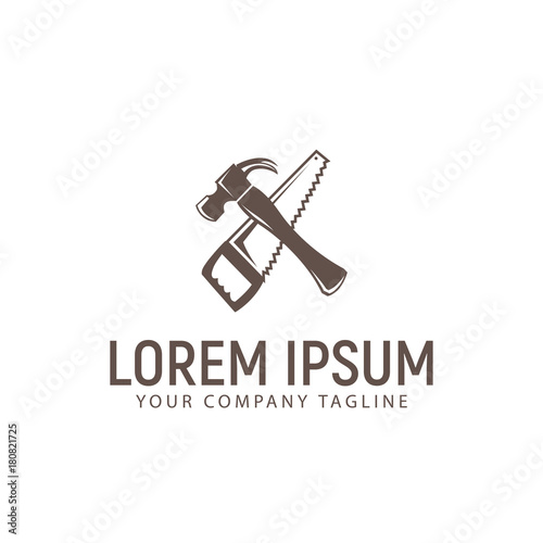 hammer and saw logo design concept template