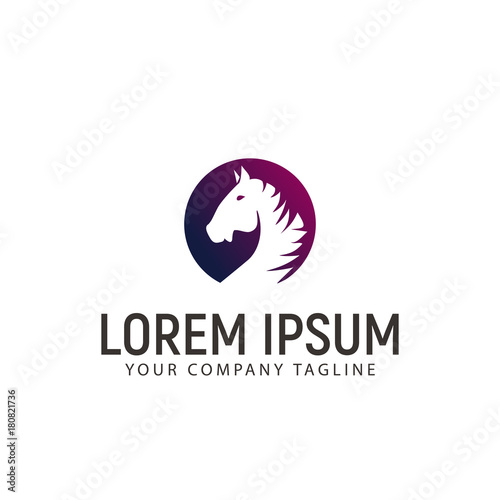 head circle horse logo design concept template