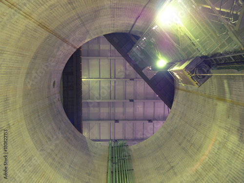 View of big vertical shaft from the bottom 