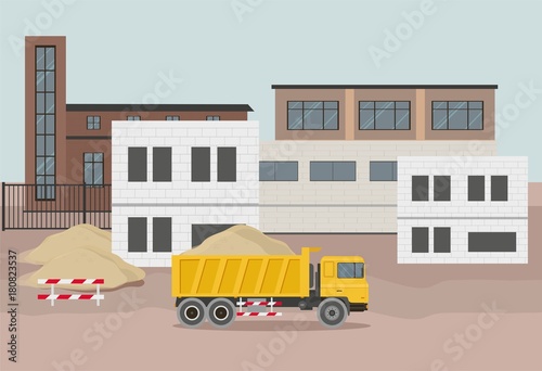 Building factory industry zone.  Construction specialized transport and lorry.	