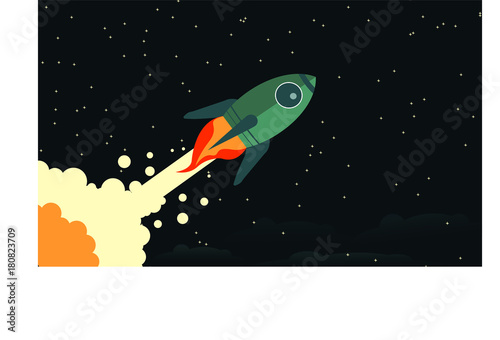 Classic Rocketship Concept Background 