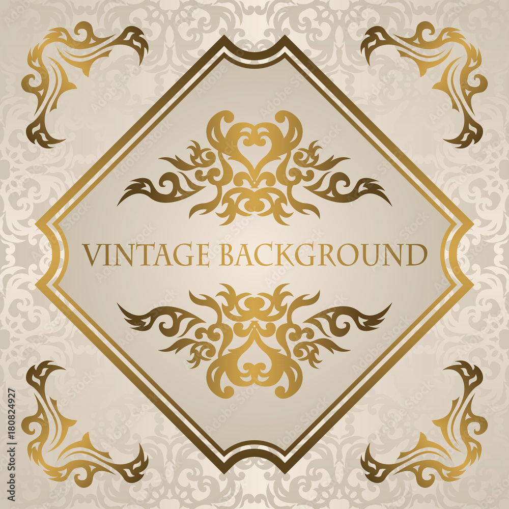 Vintage background with a gold frame. Original style