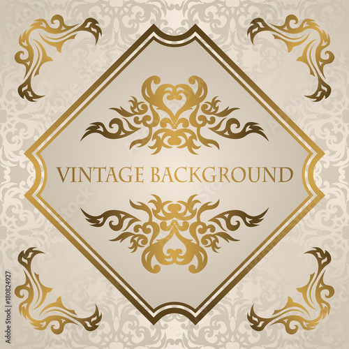 Vintage background with a gold frame. Original style