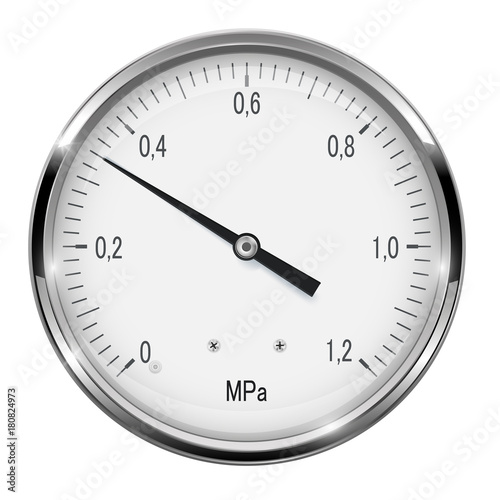 Manometer. Round gauge with metal frame