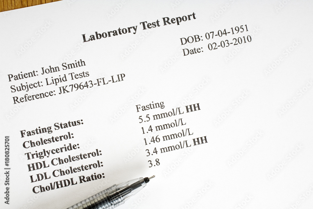 Obraz premium Cholesterol Laboratory Report