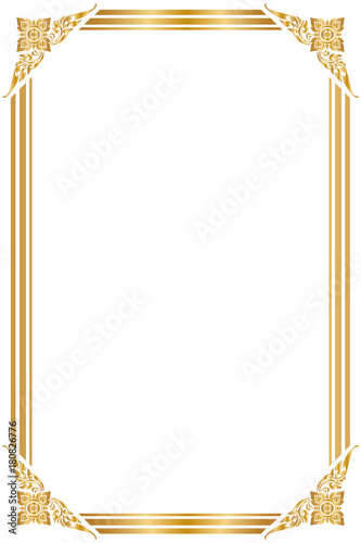Frame and borders, Golden frame on white background. Thai pattern, Vector illustration