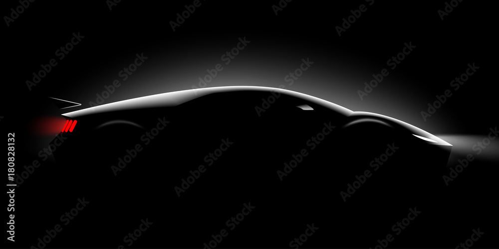 Obraz premium realistyczne sportowe super samochód coupe oświetlenie boczne w ciemności