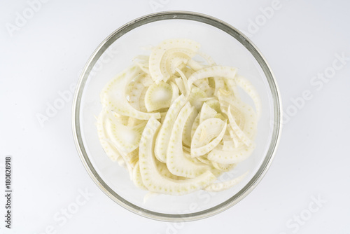 fennel cut into slices in a bowl