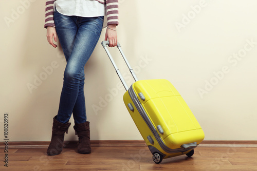 girl with travel suitcase