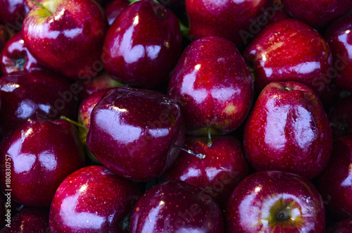 red delicious apple fruit with reflection background