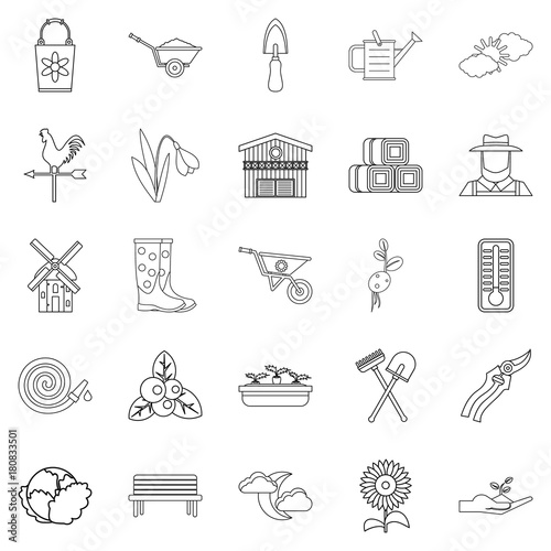 Vegetable food icons set, outline style © ylivdesign