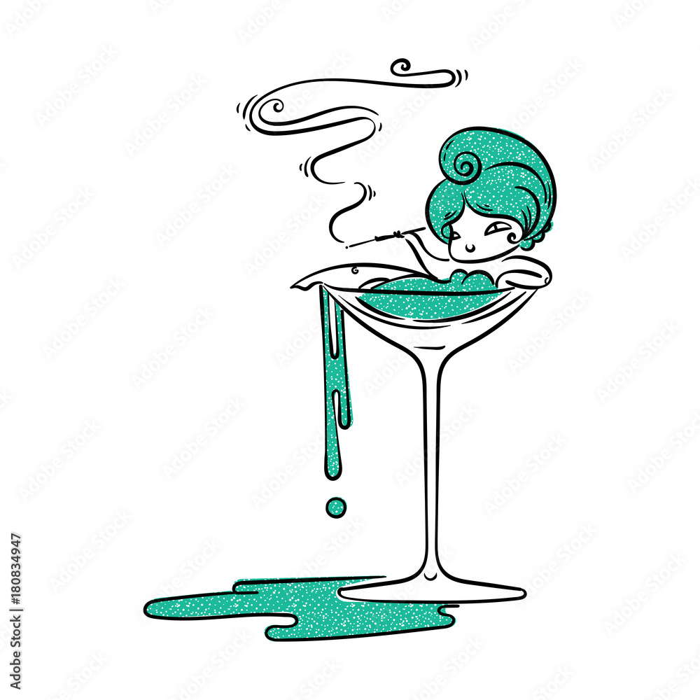 Girl In Martini Glass Clipart