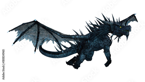 3D Rendering Black Dragon on White © photosvac