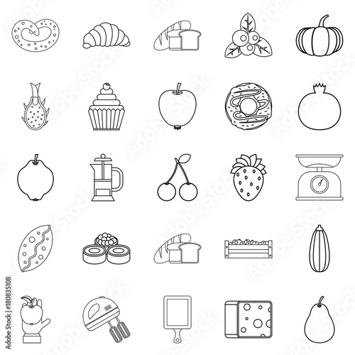 Collective farm icons set, outline style