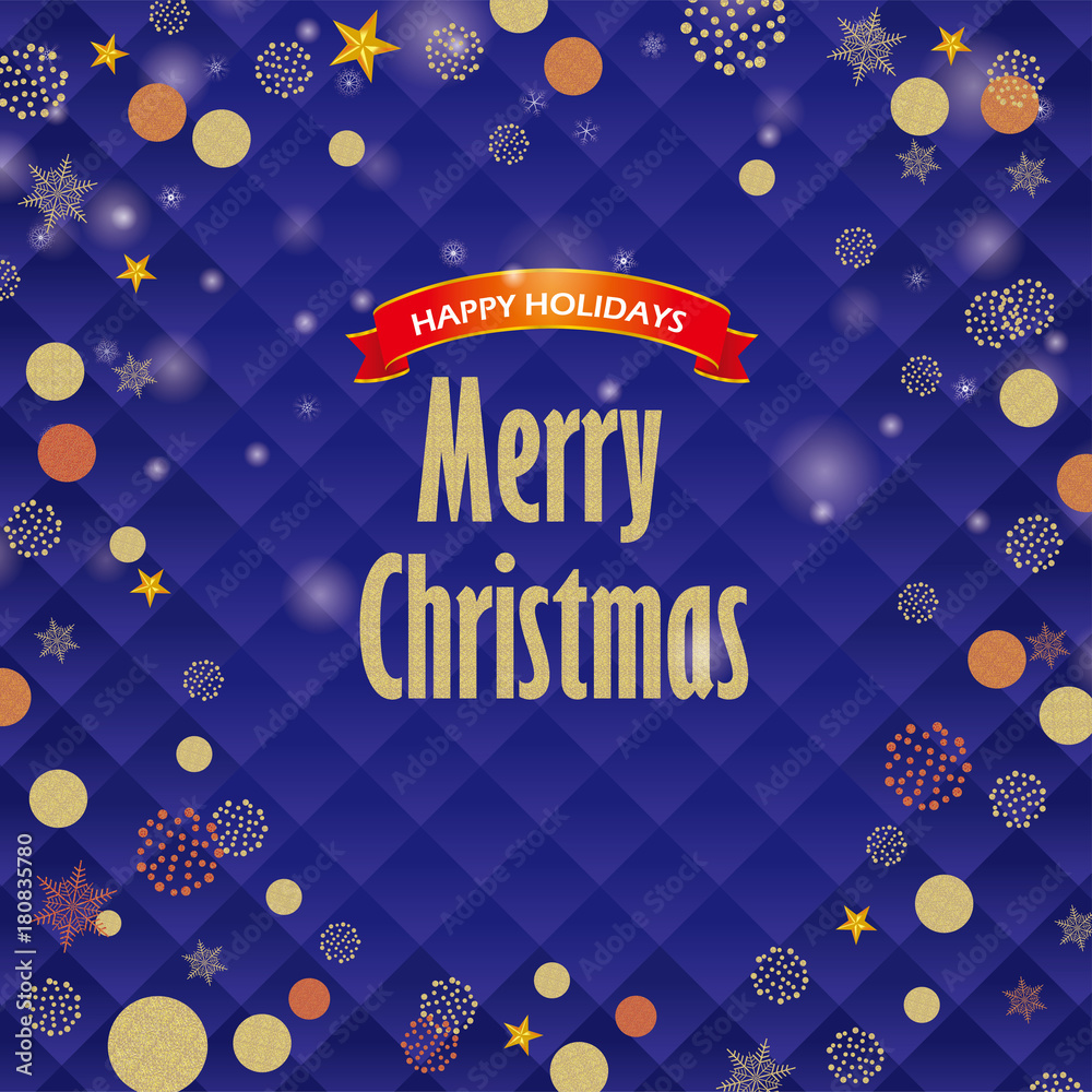 クリスマス向け背景画像 紺色 Merry Xmas メリークリスマスロゴ タイル画 Stock Vector Adobe Stock