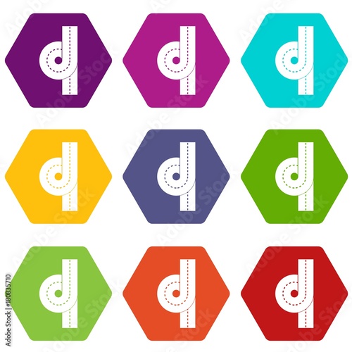 Wallpaper Mural Road junction icon set color hexahedron Torontodigital.ca