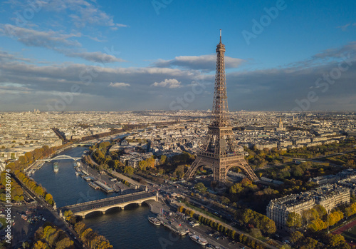 Cityscape of Paris. Aerial view of Eiffel tower