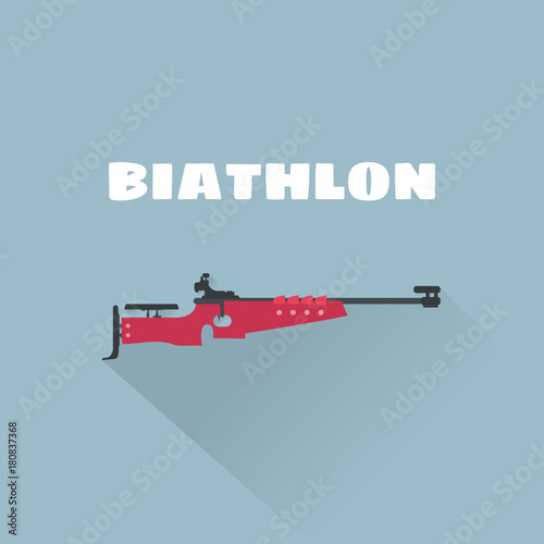 Biathlon flat vector illustration. Biathlon rifle vector illustration. Winter sport.
