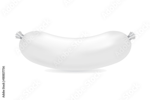 Realistic Sausage Package vector illustration. White mock up for branding.