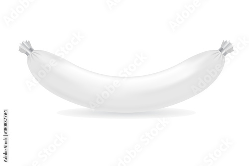 Realistic Sausage Package vector illustration. White mock up for branding.