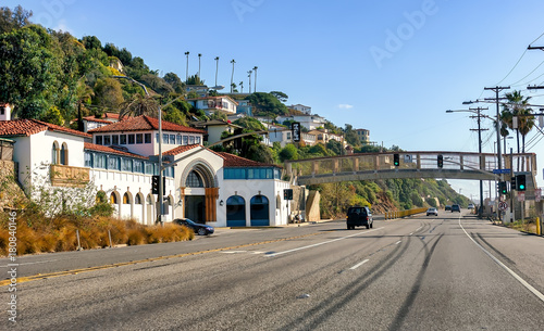 View of actress Thelma Todd former home on scenic Pacific Coast highway in Pacific Palisades, California