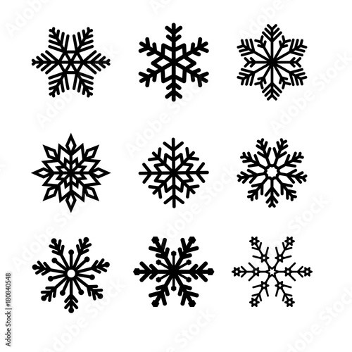COLLECTION OF SNOW FLAKE SYMBOL. ISOLATED WINTER SET ICON