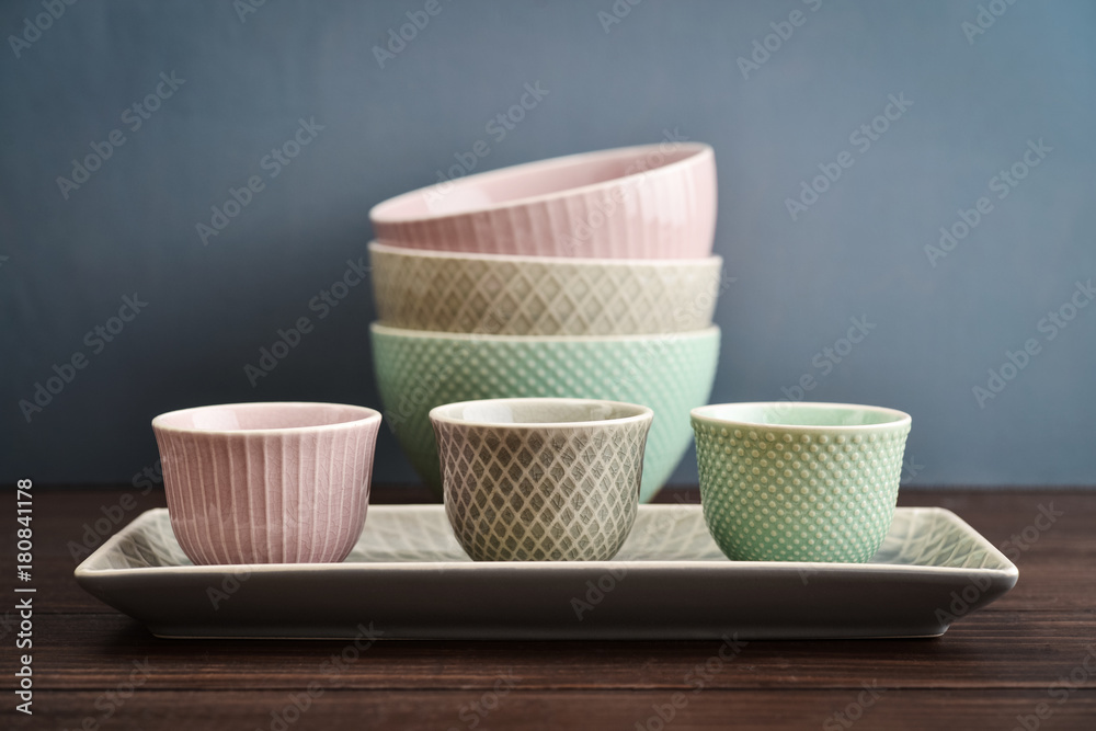 A set of Japanese-style dishes A set of Japanese-style dishes