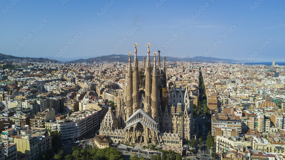 Aerial view La Sagrada Familia, Barcelona