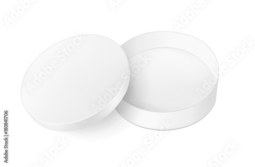 White round cardboard box with lid
